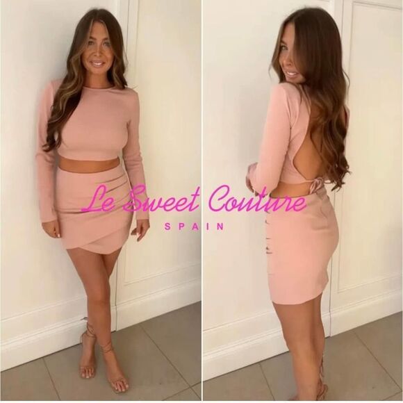 Zara NWT Cropped Open Back Top with Ties Pale Pink Size XL Bloggers Fav - Picture 3 of 11